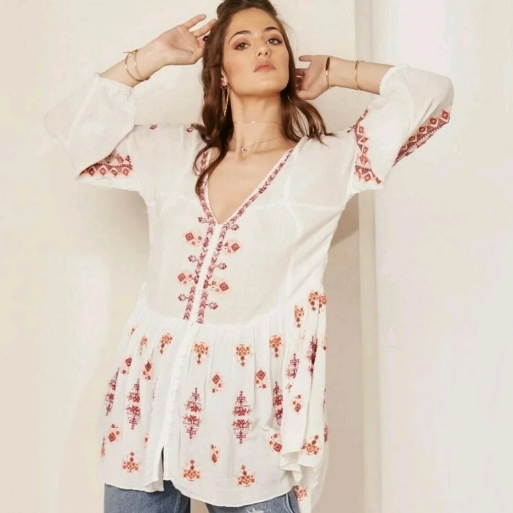 Free People | Bohemian Long Sleeve Top, size‎ L